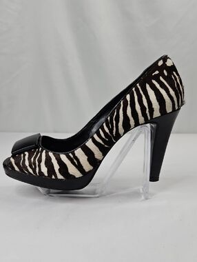 Ann Taylor Zebra Print Calf Hair Platform Pumps Size 8